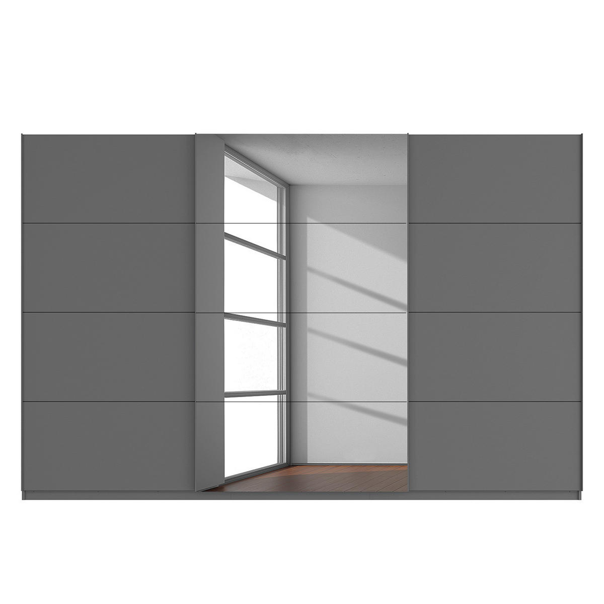 SCHWEBETÜRENSCHRANK - Graphitfarben, Glas/Holzwerkstoff (360/236/68cm) - home24