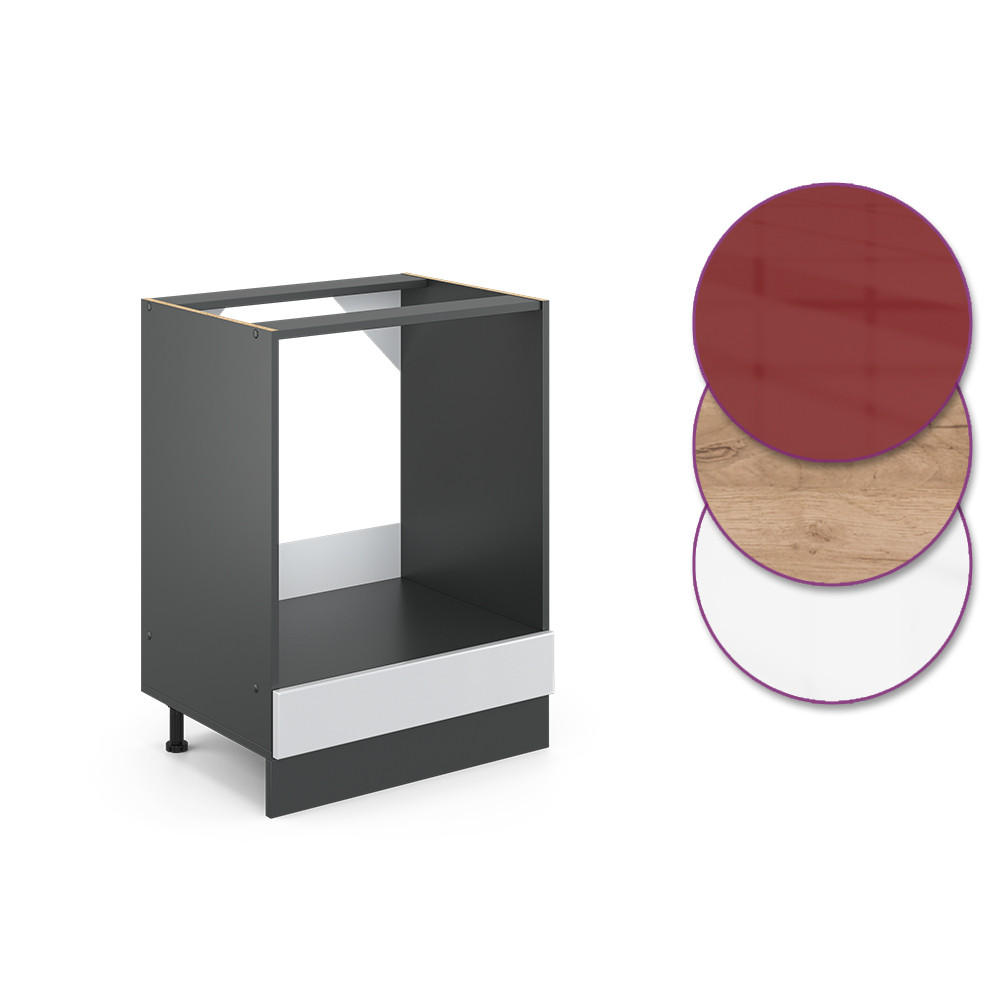 SPISKONVERTERINGSSKÅP R-Line Vit högblank 60 cm , AP Oak Vit högglans, Antracit 81.6/60/60 cm