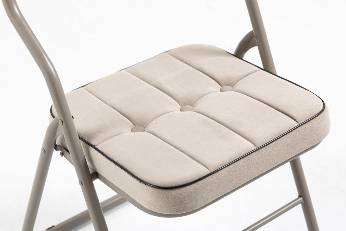 KLAPPSTUHL 2er-Set gepolstert faltbar Stahl Khaki - Braun, Metall (47/80/46cm) - Meubliv