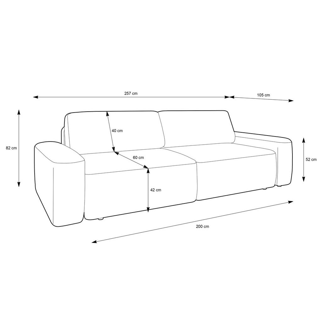 Thumbnail - DomoHome Sofa, Hellgrau, Textil, Rechteckig, 257x82x105 cm, Wohnzimmer, Sofas & Couches, Schlafsofas