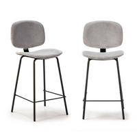 HOCKERN (Set aus 2) aus cordstoff mit schwarzen metallbeinen - arus 44/50/65 cm - Hellgrau, Textil (50/65/44cm) - Calicosy