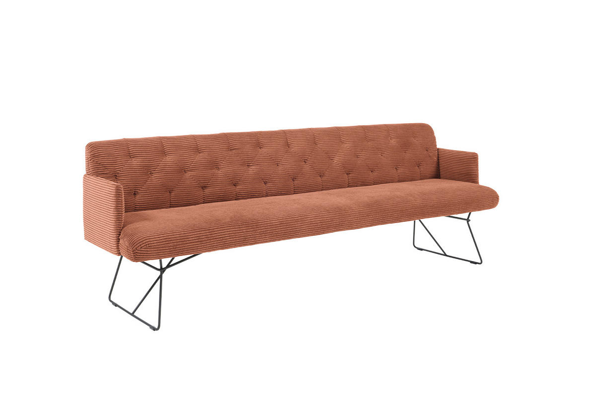 ESSZIMMERBANK CHARME Braun Cord - Dunkelbraun/Braun, Textil (166/85/69cm) - KAWOLA