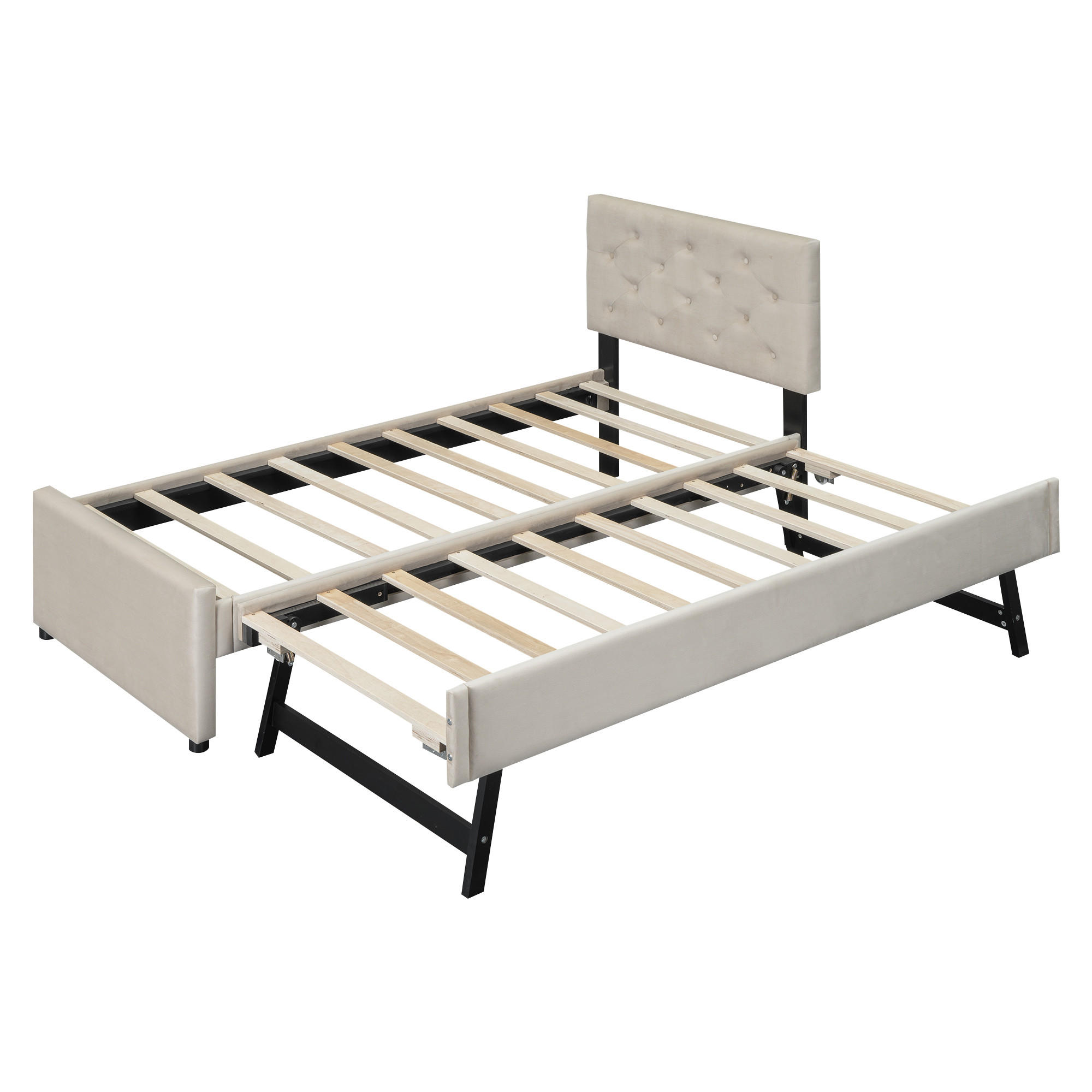 AUSZIEHBETT 90/200 cm DE-04903, mit in Beige - Beige, Holzwerkstoff (90/200cm) - ComfortXL