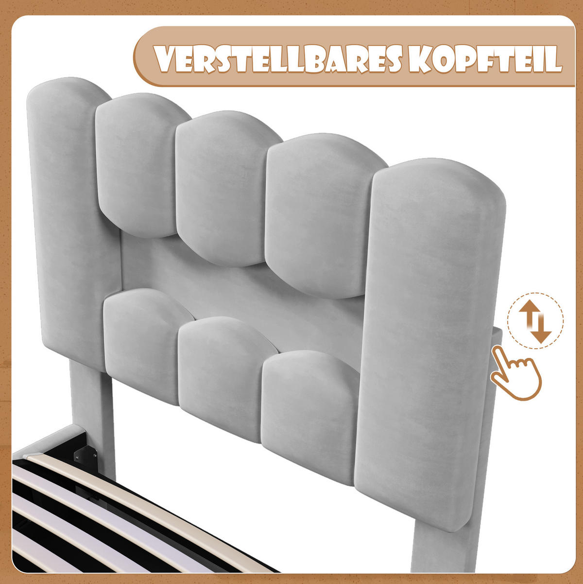ČALOUNĚNÁ postel 90/200 cm šedá ze sametu s LED osvětlením a úložným prostorem - šedá, textil (90/200cm) - OKWISH