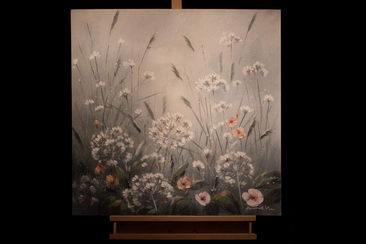 ACRYLBILD HANDGEMALT 80/80 cm - Grau/Grün, Holz/Textil (1.38/80cm) - KUNSTLOFT