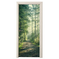 TÜRAUFKLEBER Wald - Weg - Sonne - Bäume - Grün - Natur 90x215 cm - Türtapete - Waldgrün, Kunststoff (90/0.1cm) - MuchoWow