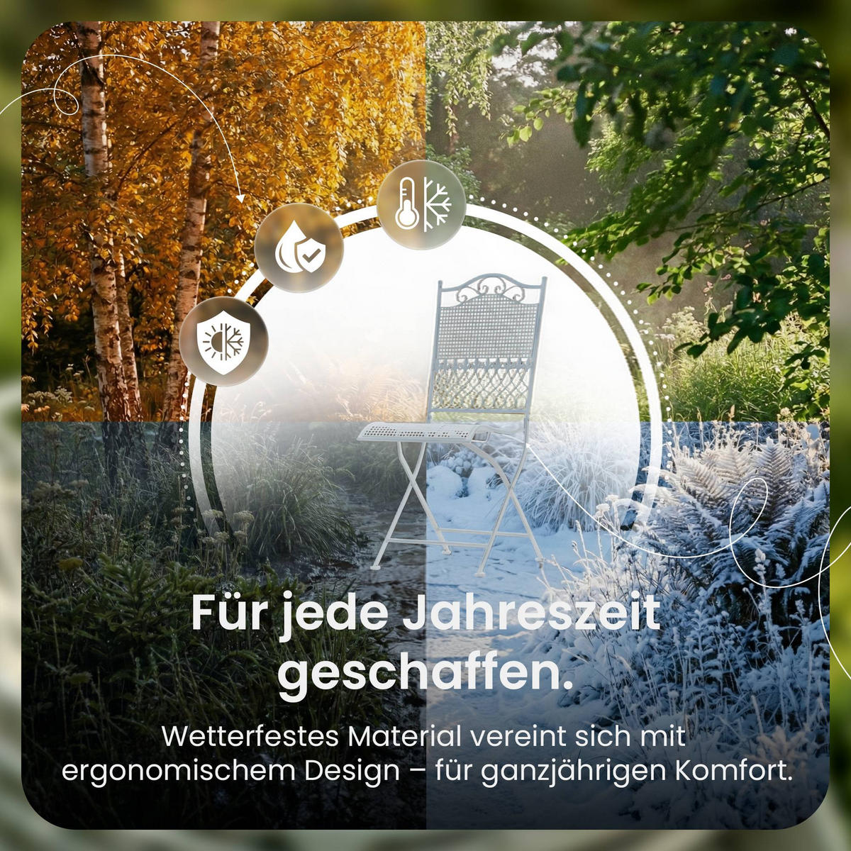 GARTENSTUHL 2er Set Metall Weiß - Weiß, Metall (41/91/50cm) - CLP