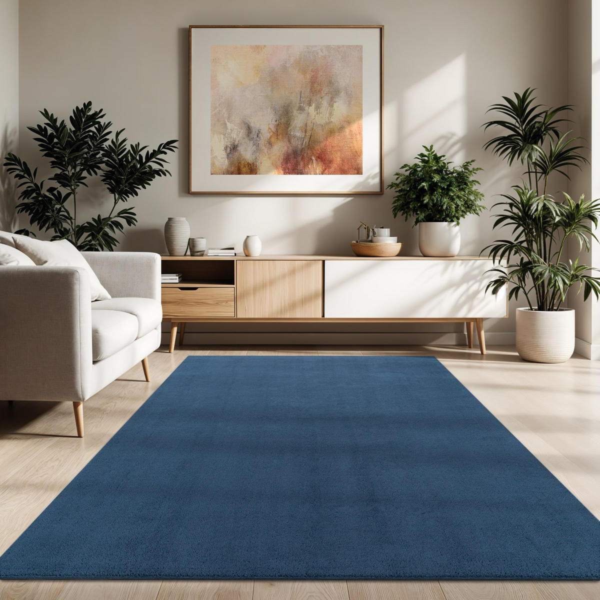 KURZFLORTEPPICH 200/200 cm Cadiz 630 - Blau, Kunststoff (200/200cm) - Paco Home