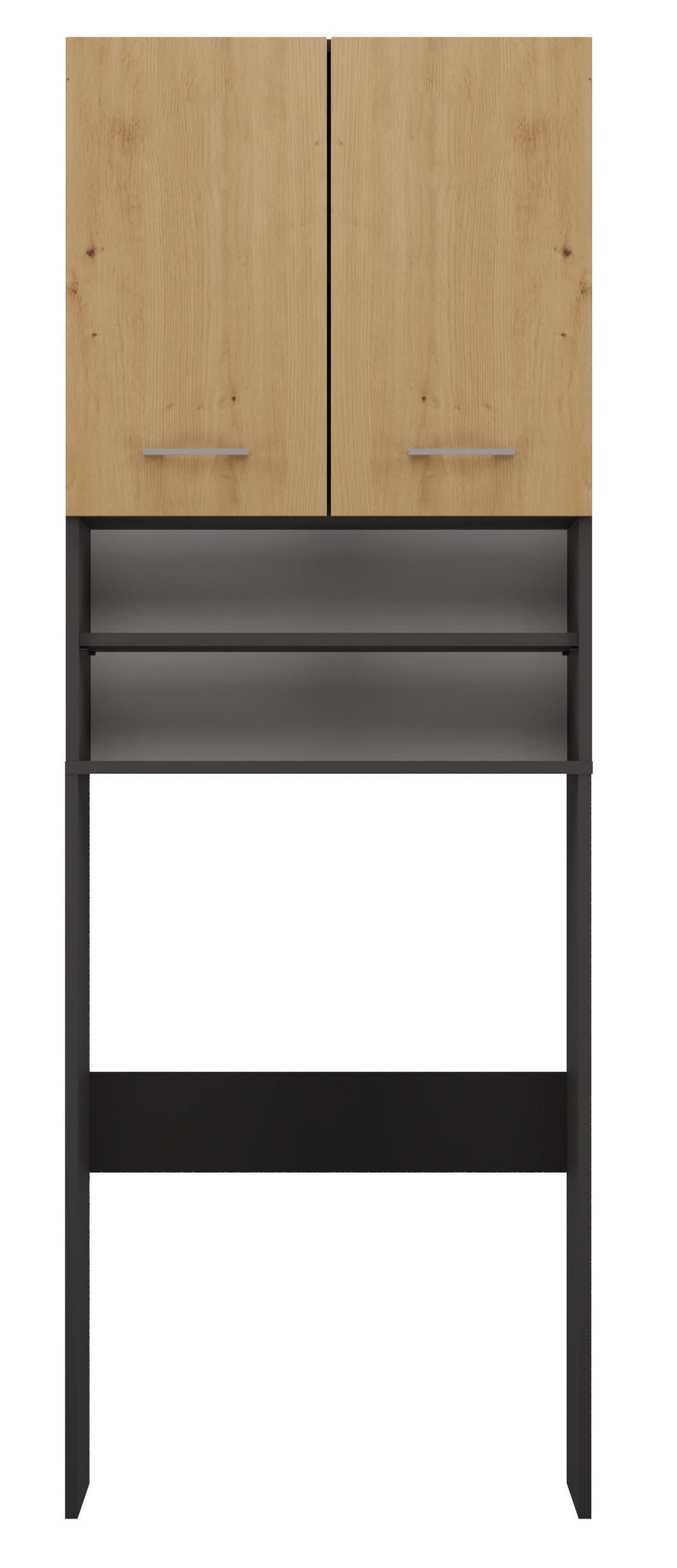 WASCHMASCHINENSCHRANK Überbau mit Regal und Türen - Anthrazit/Eiche Artisan, Holzwerkstoff (64/180/30cm) - CDF