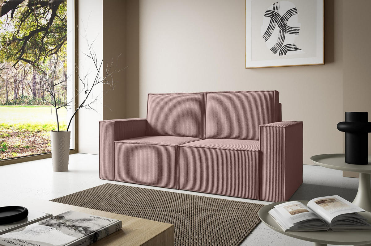 SOFA Orto Rosa, Zweisitzer Polstersofa - Rosa, Holzwerkstoff/Textil (178/93/82cm) - Bettso