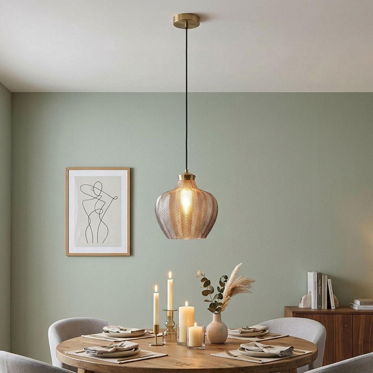 PENDELLEUCHTE Metall Gold Glas rauchfarben - Goldfarben, Glas (25/25/120cm) - Globo Lighting