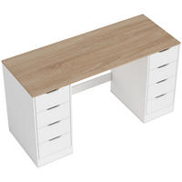 SCHREIBTISCH mit 8 Schubladen Moderner Bürotisch 140 x 53 x 75 cm Weiß - Weiß, Holzwerkstoff (140/53/75cm) - HOMCOM