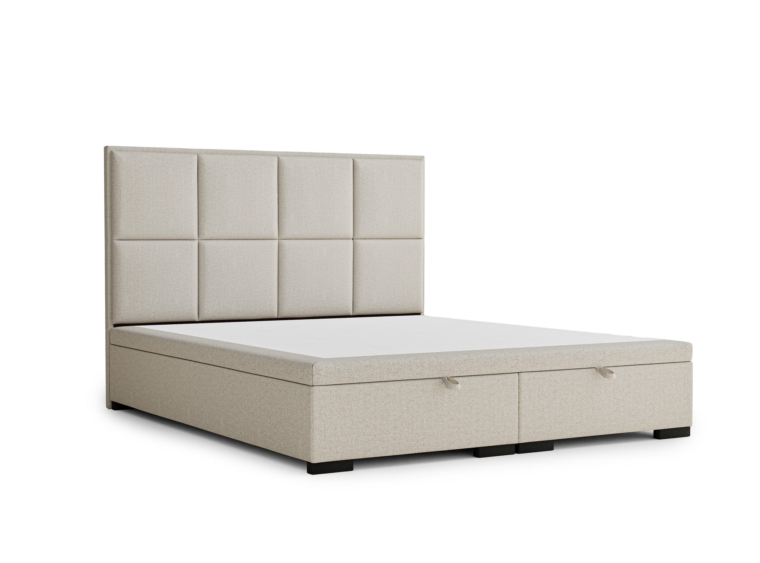 POLSTERBETT Fogo 180/200 cm, in Ecru, Bettkasten, gepolstertes Kopfteil - Ecru/Schwarz, Holz/Holzwerkstoff (180/200cm) - Maison de Reve