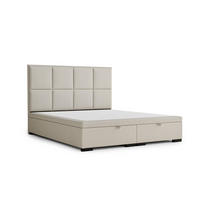 POLSTERBETT Fogo 180/200 cm, in Ecru, Bettkasten, gepolstertes Kopfteil - Ecru/Schwarz, Holz/Holzwerkstoff (180/200cm) - Maison de Reve
