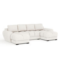 WOHNLANDSCHAFT Peebles Creme Chenille-Stoff - Creme/Schwarz, Holz/Holzwerkstoff (330/90/175cm) - Maison de Reve