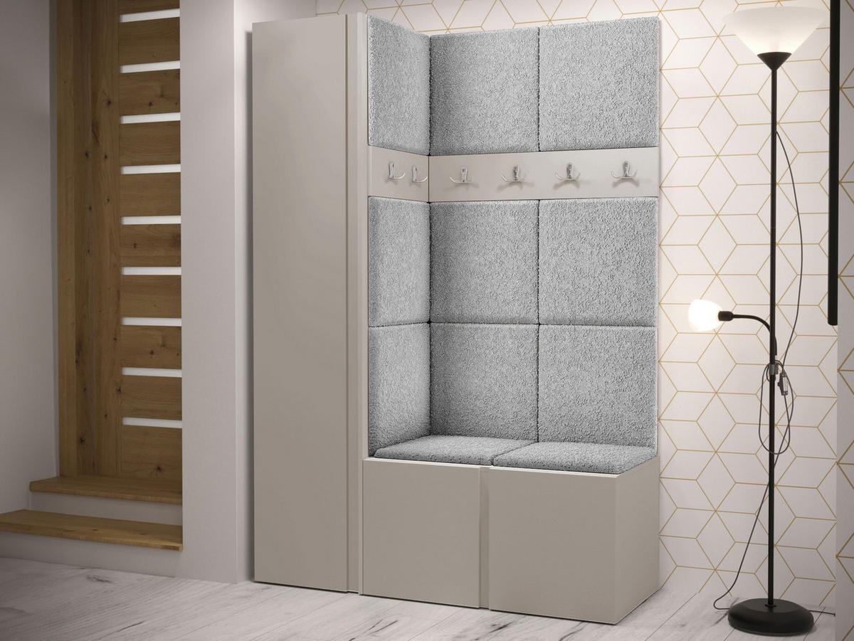 GARDEROBEN-SET Orion IX - Kaschmir/Hellgrau, Holzwerkstoff/Kunststoff (124/186/46cm) - MIRJAN24