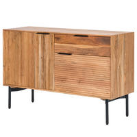 KOMMODE - Akazie massiv / Schwarz - Akaziefarben, Holz (130/82/42cm) - home24