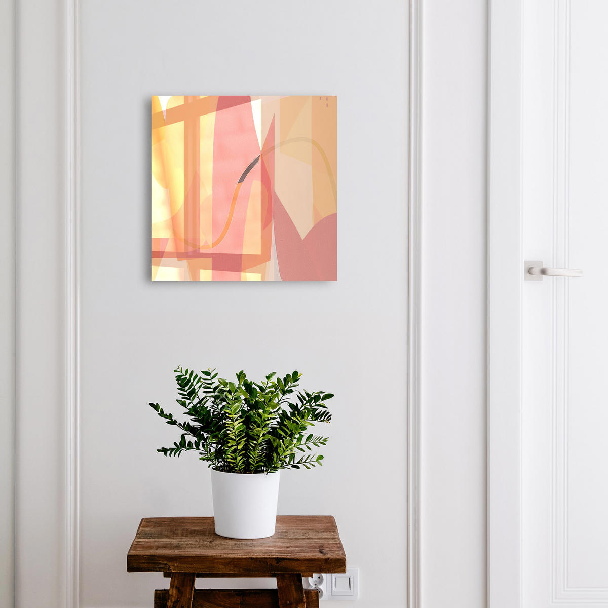 SCHLÜSSELBOX Weiß 30x30 cm – Türöffnung nach rechts - Bunte Schleifen - Gelb, Metall (30/30/5cm) - TULUP
