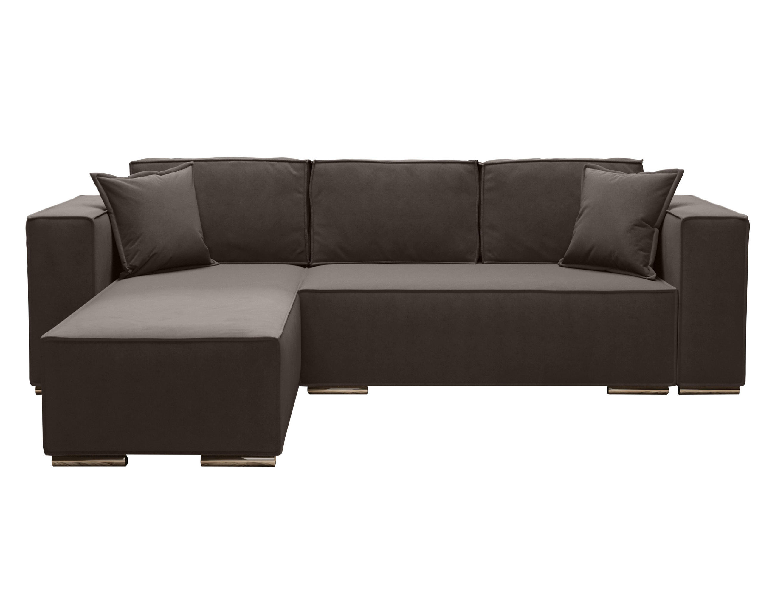 ECKSOFA L Form Vinoria Braun 255/180/82 cm Links mit Schlaffunktion - Chromfarben/Braun, Textil/Metall (180/255cm) - AX Living