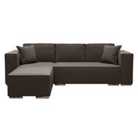 ECKSOFA L Form Vinoria Braun 255/180/82 cm Links mit Schlaffunktion - Chromfarben/Braun, Textil/Metall (180/255cm) - AX Living