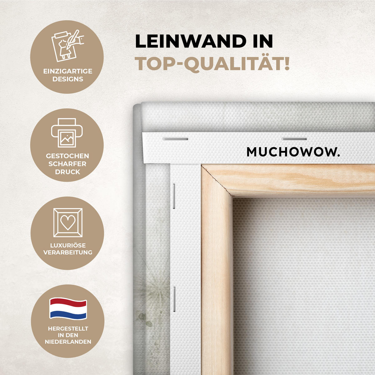 LEINWANDBILD Blumen - Aquarell - Stilleben - Braun - Vintage Wanddeko 90x60 cm - Beige, Textil (90/60cm) - MuchoWow