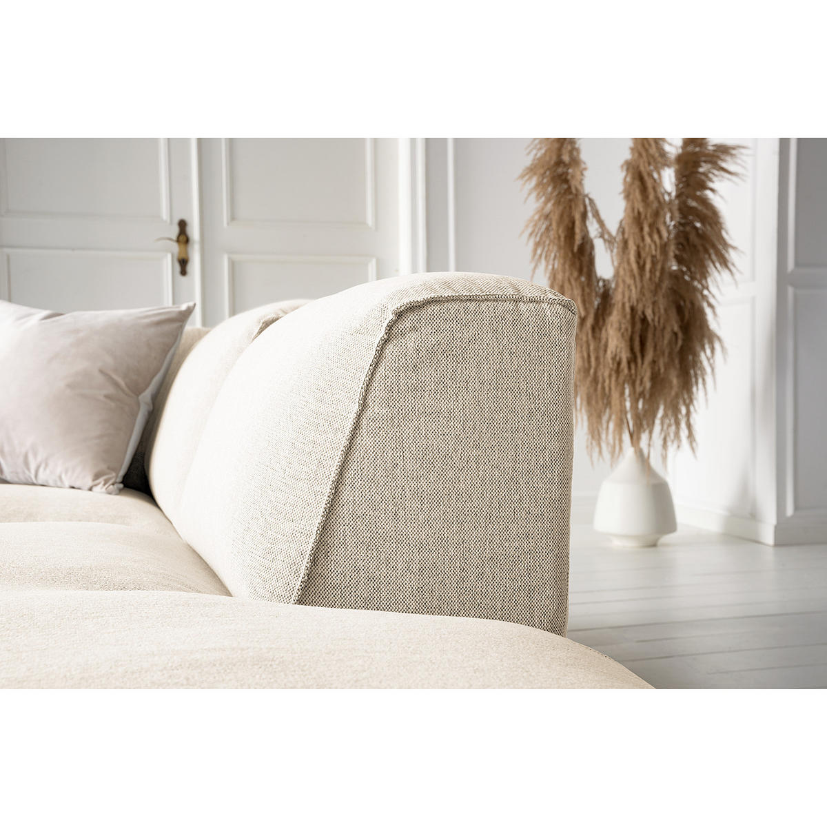 WOHNLANDSCHAFT mit Longchair - Beige/Schwarz, Kunststoff/Textil (325/71/235cm) - home24