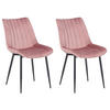 STUHL 2er Set Samt pink - Pink/Schwarz, Textil/Metall (46/82/61cm) - CLP
