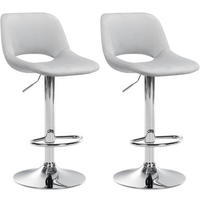 BARHOCKER 2er Set Samt hellgrau - Chromfarben/Hellgrau, Textil/Metall (42/86/46cm) - CLP