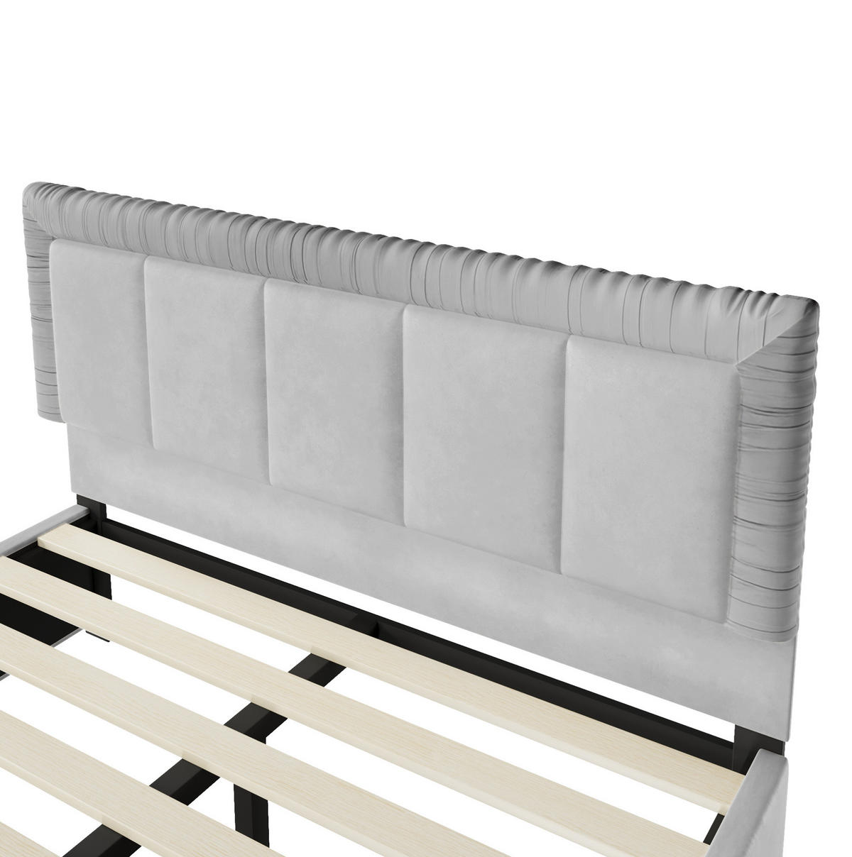 POLSTERBETT aus französischem Samt 140x200 cm Grau mit 2 Schubladen - Grau, Textil (140/200cm) - Modfu