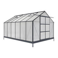 SELBSTTRAGENDES Gewächshaus - 305cm x 427cm - Polycarbonat - anthrazitgrau - KALIDA - Anthrazit, Kunststoff (305/249/427cm) - Vente-Unique