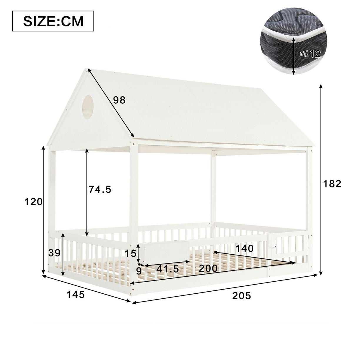 DETSKÁ posteľ 140/200 cm biela s úložným priečinkom a závesmi z masívneho dreva a MDF - biela, drevo (140/200cm) - OKWISH