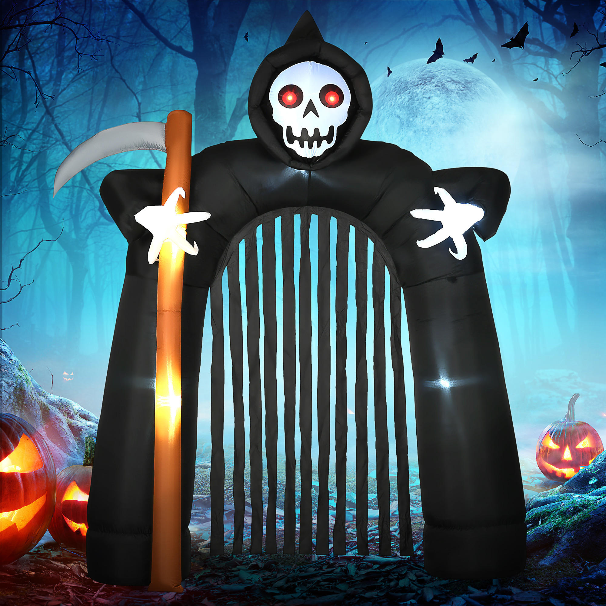 AUFBLASBARE HALLOWEEN-DEKORATION, Schwarz, Polyester - Schwarz, Kunststoff (65/285/230cm) - HOMCOM