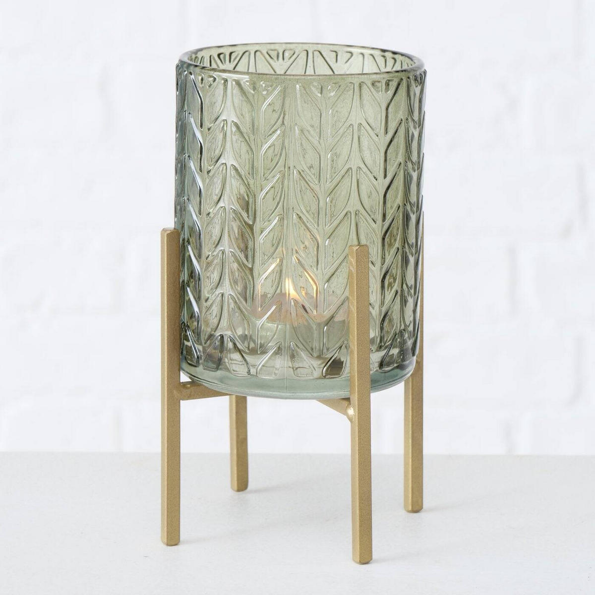 TEELICHTHALTER Bolito Ø 8 cm - Grün, Glas (16cm) - Boltze Home