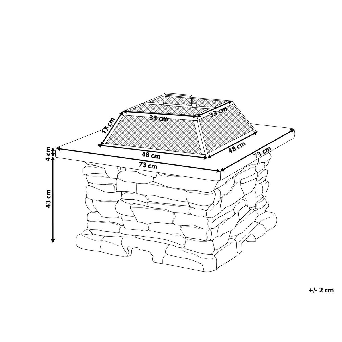 FEUERSTELLE hellgrau Leichtbeton rechteckig Kelud - Grau, Stein (72/47/73cm)