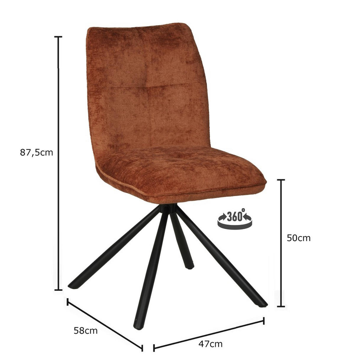 STÜHL/ CORTINA - Ziegelbraun - Rotbraun, Metall (47/87.5/58cm) - Weber Industries