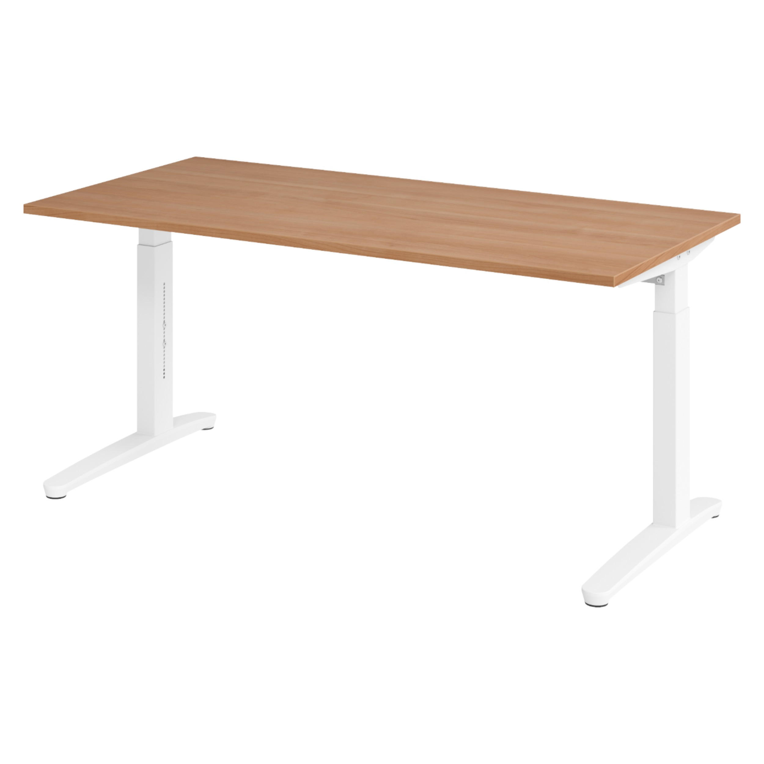 bümö SCHREIBTISCH Nussbaum, Weiß 160cm × 80cm × 74cm