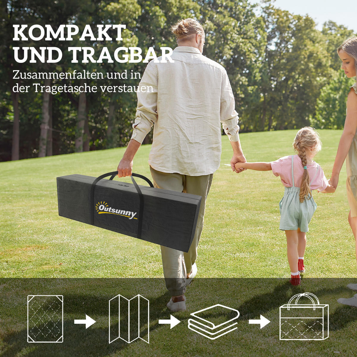 OUTDOORTEPPICH, Wetterfest - Schwarz, Kunststoff (274/548cm) - Outsunny