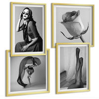 BILDER SET 4er Set - 50x50 cm & 40x60 cm Goldrahmen - Stilvolle Porträts eleganter Frauen - Goldfarben, Kunststoff (50/50cm) - TULUP