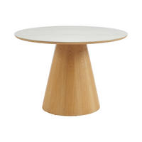ESSTISCH rund - 4 Personen - Eichenfurnier - Effekt weißer Marmor und helles Naturholz - ANTALIZA - Naturfarben, Keramik (120/120/75.5cm) - Vente-Unique