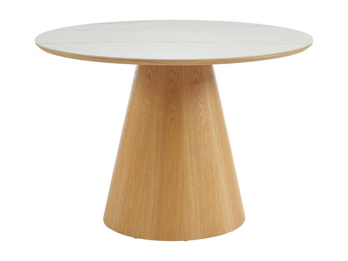 ESSTISCH rund - 4 Personen - Eichenfurnier - Effekt weißer Marmor und helles Naturholz - ANTALIZA - Naturfarben, Keramik (120/120/75.5cm) - Vente-Unique