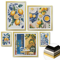WANDBILDER 5er Set - 50x50 cm & 20x30 cm & 40x60 cm Goldrahmen - Grüne Oliven, Eukalyptus - Goldfarben, Kunststoff (40/60cm) - ArtPrintCave