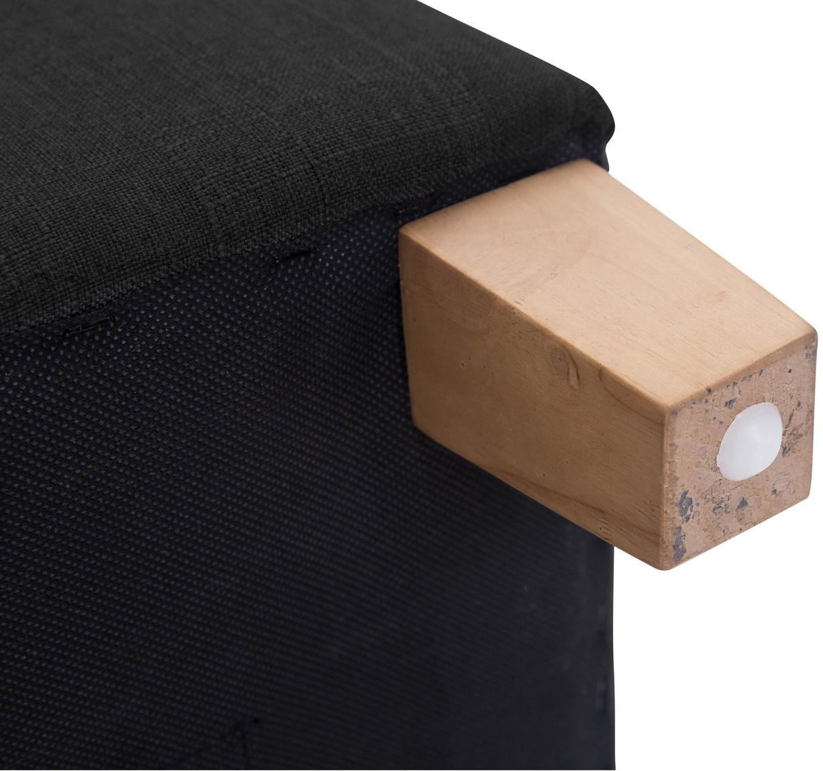 SITZWÜRFEL eckig 45/45/46 cm Stoff schwarz - Schwarz/Naturfarben, Holz/Textil (45/46/45cm) - CLP