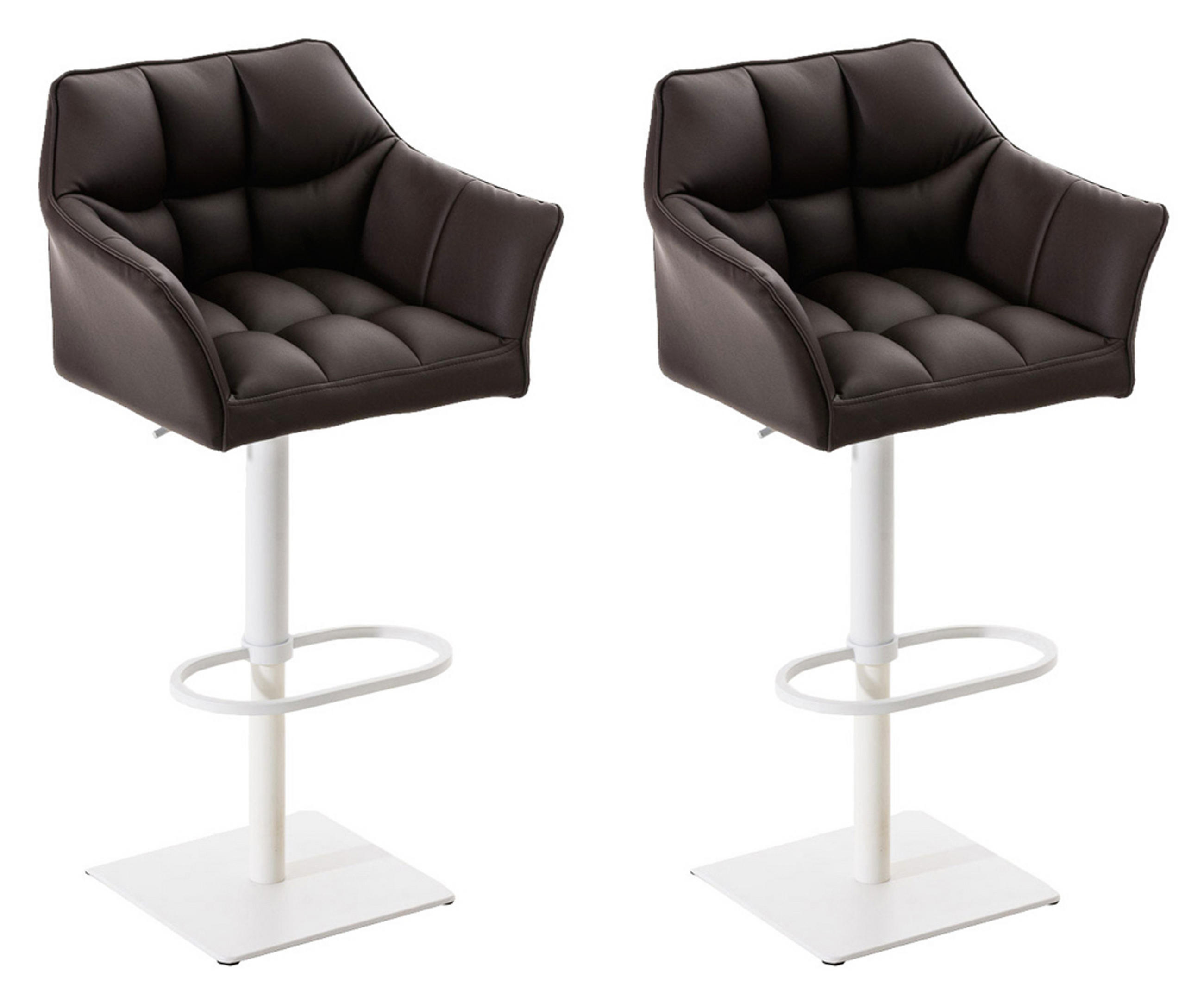 BARHOCKER 2er Set Damaskus Kunstleder weiß braun - Braun/Weiß, Textil/Metall (64/110/48cm) - TPFLiving