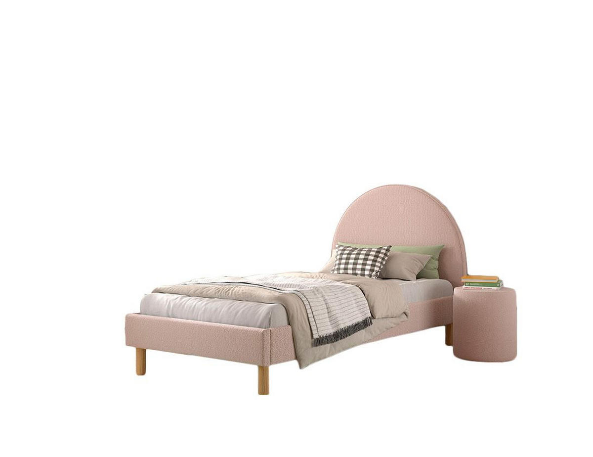 POLSTERBETT mit Hocker Karlotta 97x107x212 aus Holzwerkstoff in Rosa - Rosa, Holzwerkstoff (90/200cm) - 58aufmkessel