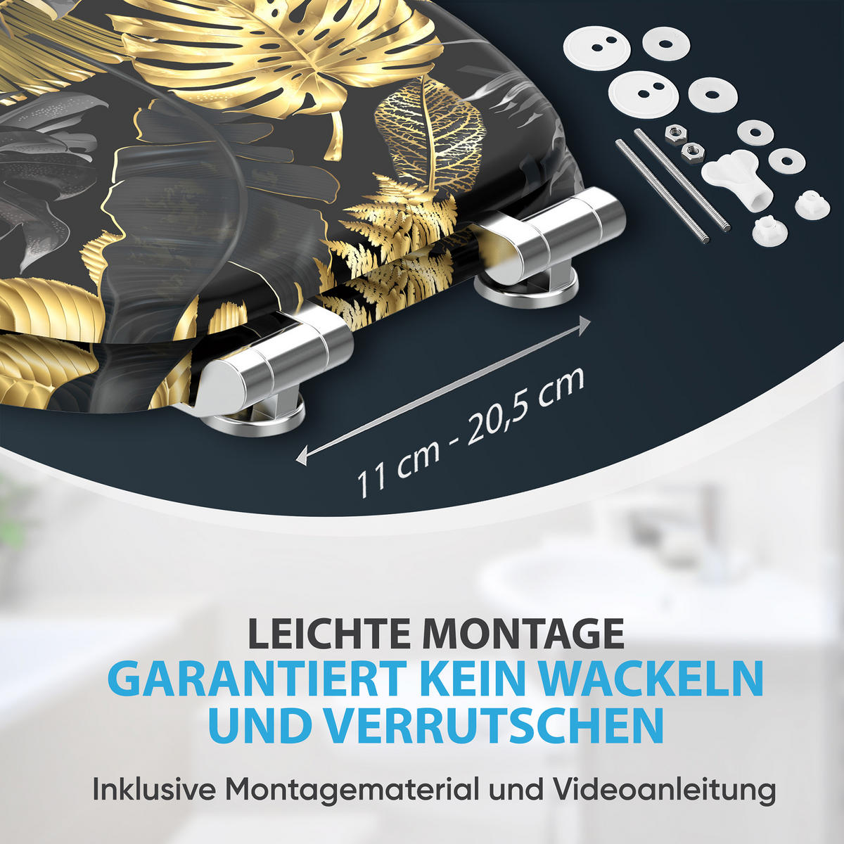 WC-SITZ Absenkautomatik Golden Leaves - Goldfarben, Holzwerkstoff (38/6/47cm) - Sanilo