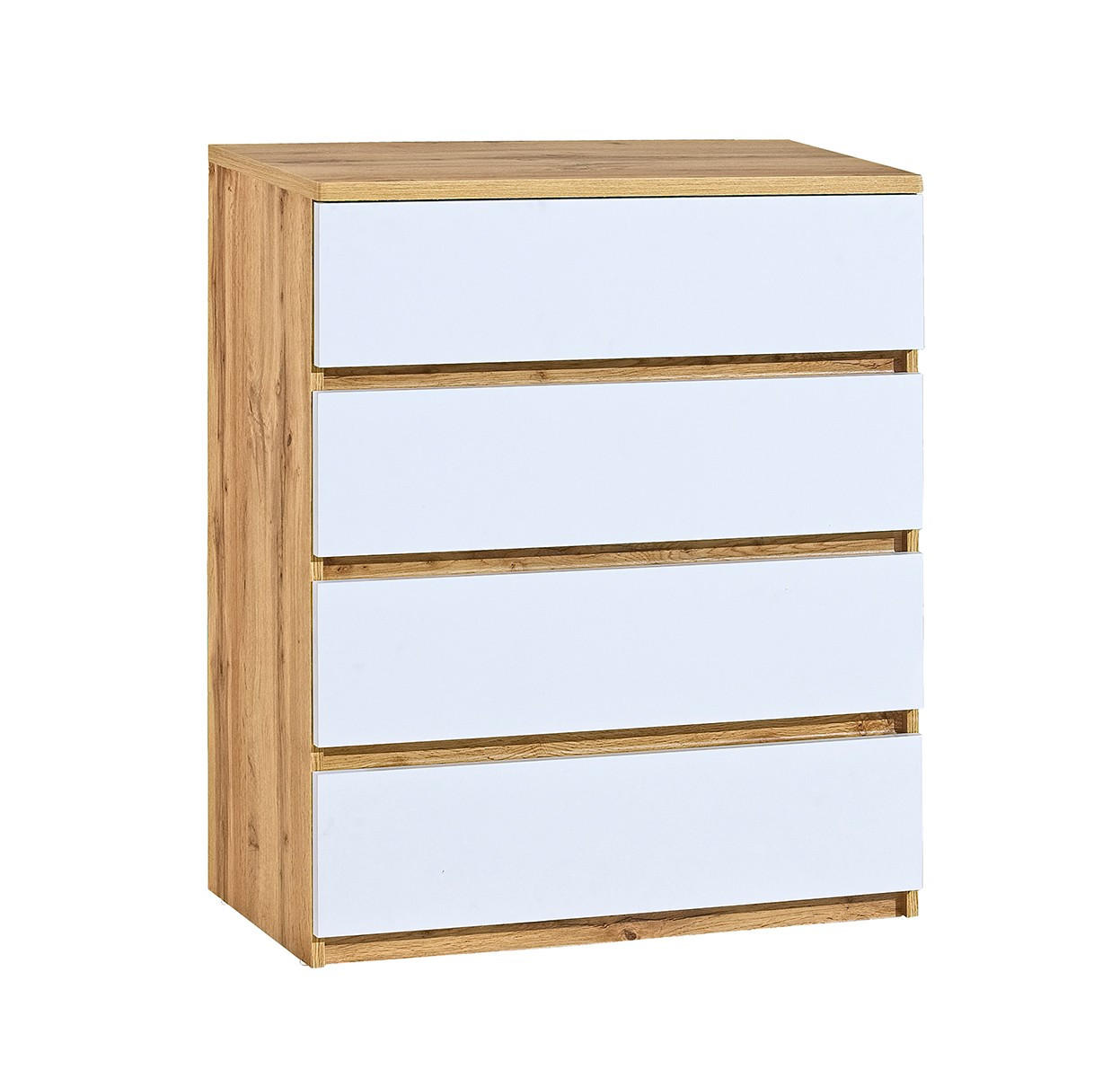 KOMMODE KRYOS 80,1/94/40cm mit 4 Schubladen Eiche Wotan - Eiche Wotan/Weiß, Holzwerkstoff (80.1/94/40cm) - MASSENO