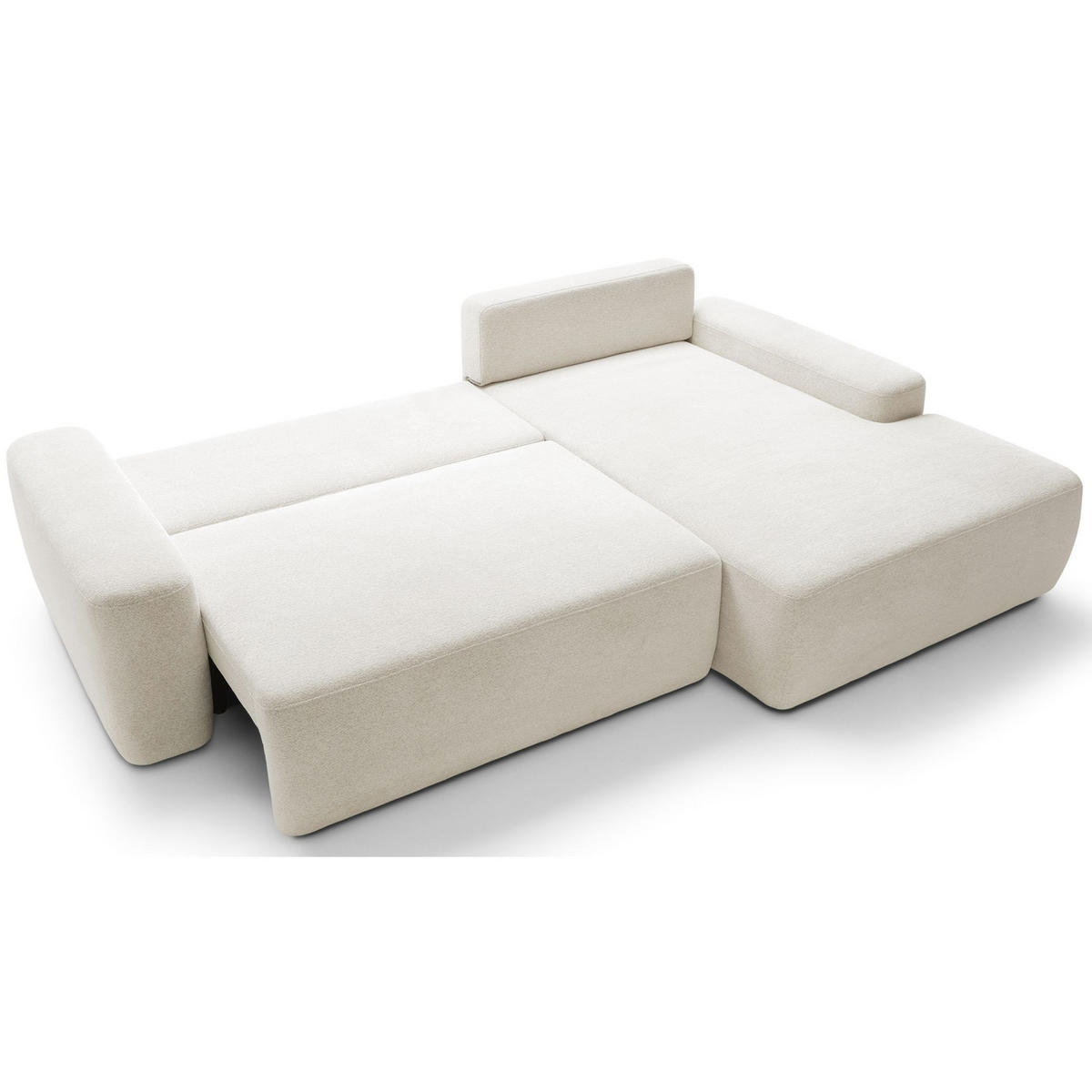 ECKSOFA Baleo Creme Chenille-Bezug - Creme/Schwarz, Kunststoff/Textil (264/162cm) - Selsey