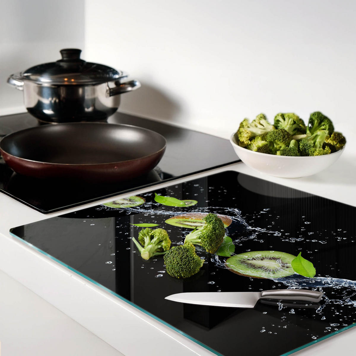 GLASPLATTE 60x52 cm Kiwi und Wasser - Grün, Glas (60/0.4/52cm) - TULUP