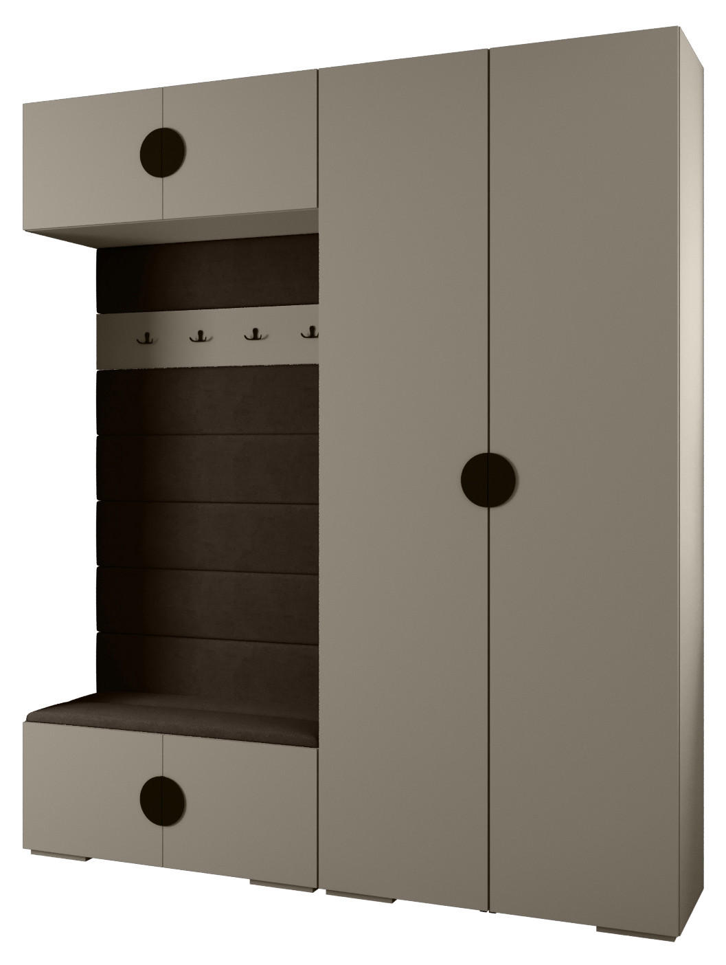 Abiks Möbel Garderoben-Set Kaschmir, Braun, Schwarz 200x236.7x47 cm