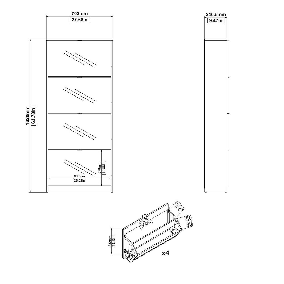 SCHUHSCHRANK Eiche 24.05/70.3/162 cm - Braun, Holzwerkstoff (70.3/162/24.05cm) - DMORA